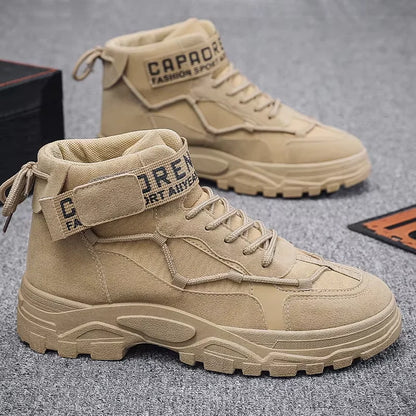 Spring and Autumn Lace up Canvas Men's Boots High Top Casual Walking Shoes Casual Thick Sole Men's Boots