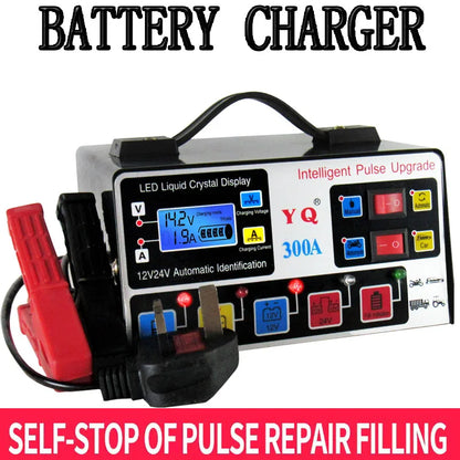 Smart Pulse 24V/12V Car Battery Charger Large Power Trickle Repair for SUV Truck Boat Car Motorcycle