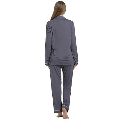 Joyaria Pajama Sets Women Long Sleeve Sleepwear Button Down Pj Pants Set Soft Bamboo Female Night Suit PJS Women Pyjamas Femmes