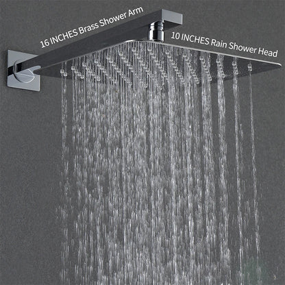 Matte Black Brass Wall-Mounted Rainfall Shower Mixer Chrome-Finished In-Wall Metered Shower Head Polished Inverted Faucet System