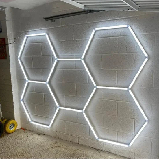 Etop 1680*2410MM Hexagon Workshop Ceiling LED Lights for Car Shop Garage with Honeycomb Design IP65 AC