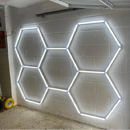 Etop 1680*2410MM Hexagon Workshop Ceiling LED Lights for Car Shop Garage with Honeycomb Design IP65 AC