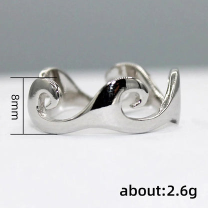 Irregular Wave Polished Index Finger Ring for Men Women, Minimalist Unisex Band with Smooth Style