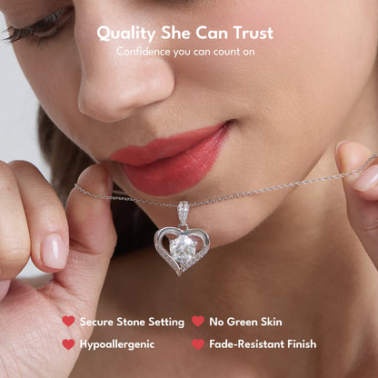 Valentine's Day Gift Heart Moissanite Pendant 925 Sterling Silver White Gold Plated 1ct VVS Diamond Charm Necklace for Women