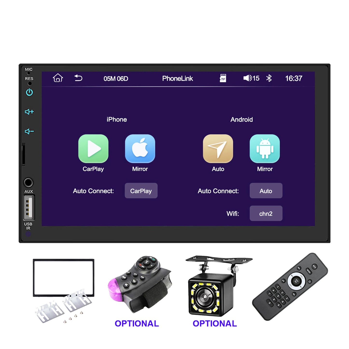 7-inch 2Din Wireless Carplay Multifunctional Car Player IPS Full Touch Screen BT FM Car Navigation Mirroring Connection