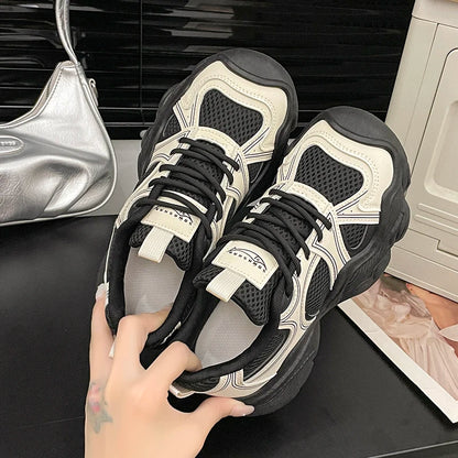 2024 Tall and Thick Soled Women's  Spring and Autumn New Mesh Breathable Explosive Sports and Leisure Shoes