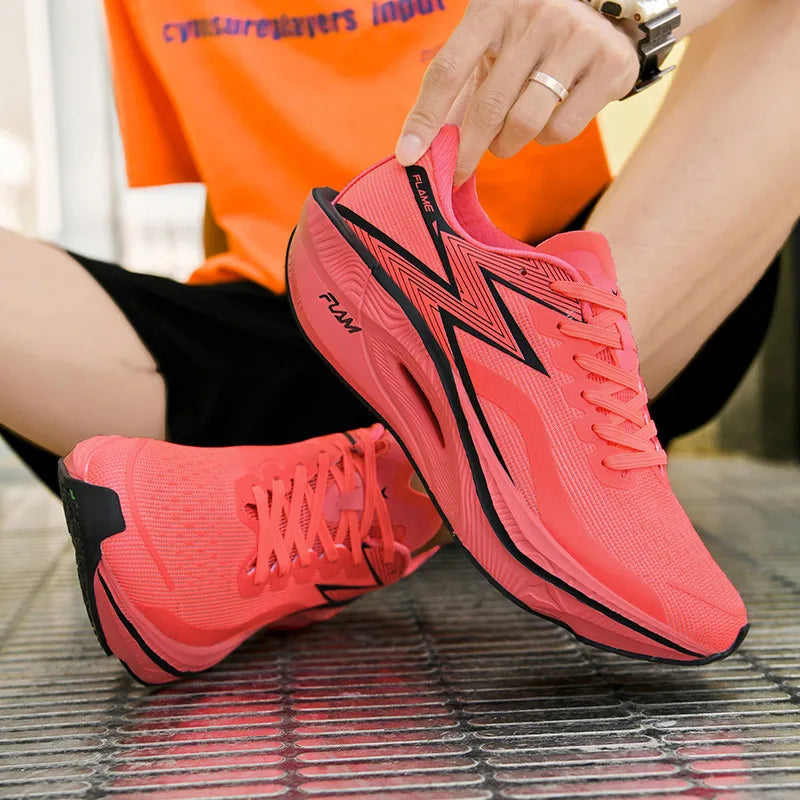 Latest Brand Logo Custom Carbon Fiber Flame Men Casual Sports Shoes Blank Mesh Breathable Women Fashion Running Walking Sneakers