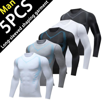 USA Warehouse 3 Pack Compression Shirts for Men Long Sleeve Athletic Base Layer Undershirt Gear T Shirt for Workout