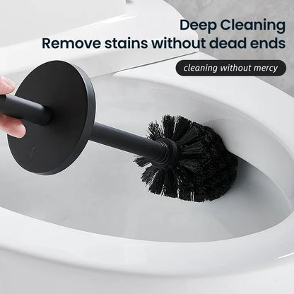 Bathroom Black Gold 304 Stainless Steel Toilet Brush Set Toilet Bowl Cleaner Brush and Holder Cleaning Tool Standing