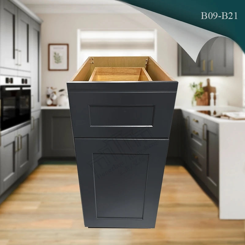 US Small Kitchen Remodeling Modern American Shaker Style Kitchen Cabinets Ready to Assemble in Stock RTA Kitchen Base Cabinets