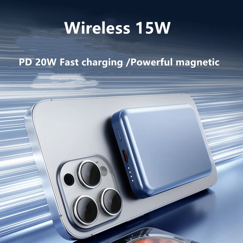 2025 Hot Selling Transparent Holder Power Bank 5000mAh Wireless 15W Fast Charging Magnetic 2-in-1 Quick Charger