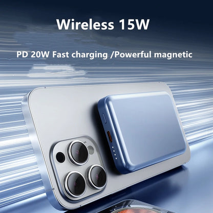2025 Hot Selling Transparent Holder Power Bank 5000mAh Wireless 15W Fast Charging Magnetic 2-in-1 Quick Charger