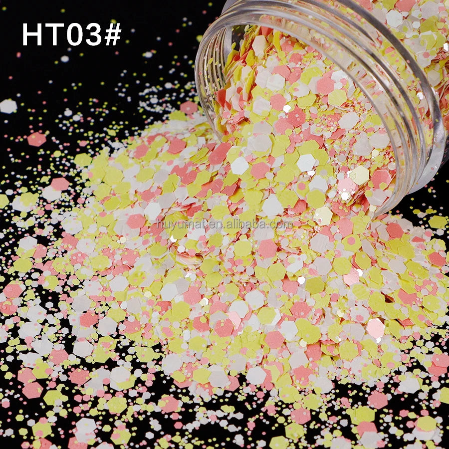 Bulk KG Bag Holographic Macaron Glitters Solvent Resistant Polyester Chunky Glitter for Resin Craft Tumbler Snowglobe