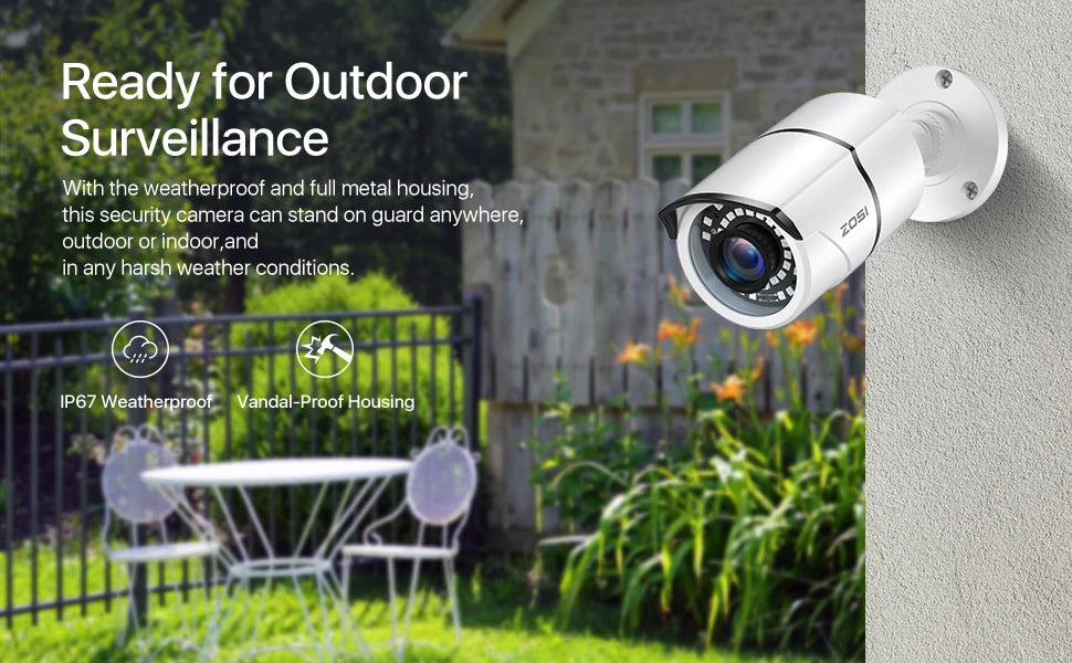 ZOSI 1080P 2MP TVI CCTV 120ft IR Nightvision Motion Sensor Waterproof Home Outdoor Surveillance Security Bullet CCTV camera