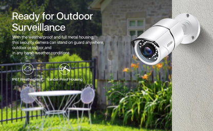 ZOSI 1080P 2MP TVI CCTV 120ft IR Nightvision Motion Sensor Waterproof Home Outdoor Surveillance Security Bullet CCTV camera