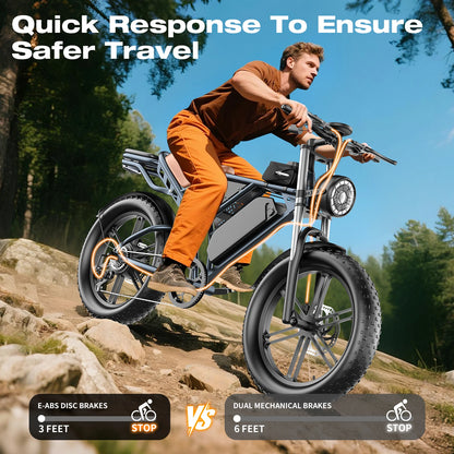 1500W New Lithium Battery Fat Tire 20-inch Electric Snow Bike Fat Bike 48V 20A Beach Off-road Road City Anti-motorcycle Model