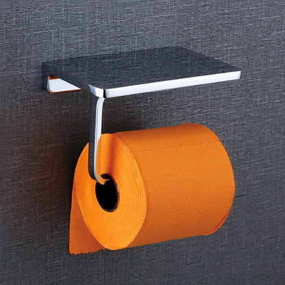 Stainless Steel Gold Bathroom & Kitchen Paper Holder with Shelf Gold Toilet Tissue Storage Rack