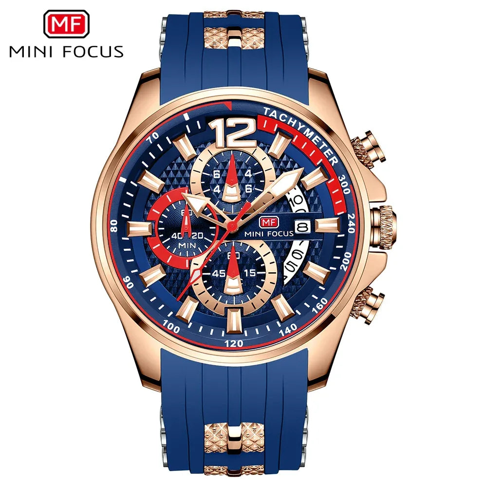 MINIFOCUS Watch Brand Luxury Analog Quartz Sport Men Watches Mens Silicone Waterproof Date Fashion WristWatch Relogio Masculino