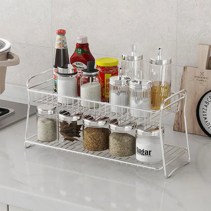 Multifunctional Countertop Stand Stainless Steel Home Storage Rack Mug Cosmetic Spice Organizer for Bathroom Kitchen Livingroom