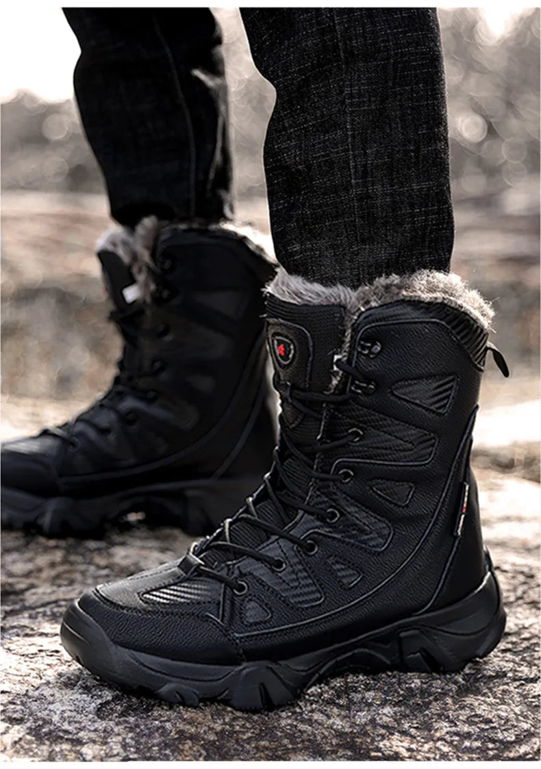 Winter Waterproof Men Boots Plush Super Warm Snow Boots Men Sneakers Ankle Boots Outdoor Men's Desert Boots Botas Hombre