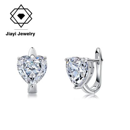 S925 Sterling Silver Heart CZ Hoop Earrings Dazzling Cubic Zirconia Huggie Hoops for Women