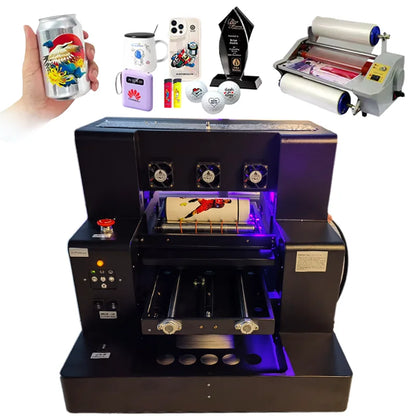 A3 A4 UV Flatbed Printer Machine Digital Mini Multi Color Inkjet UV Printer for Phone Case Single Pass UV Printer