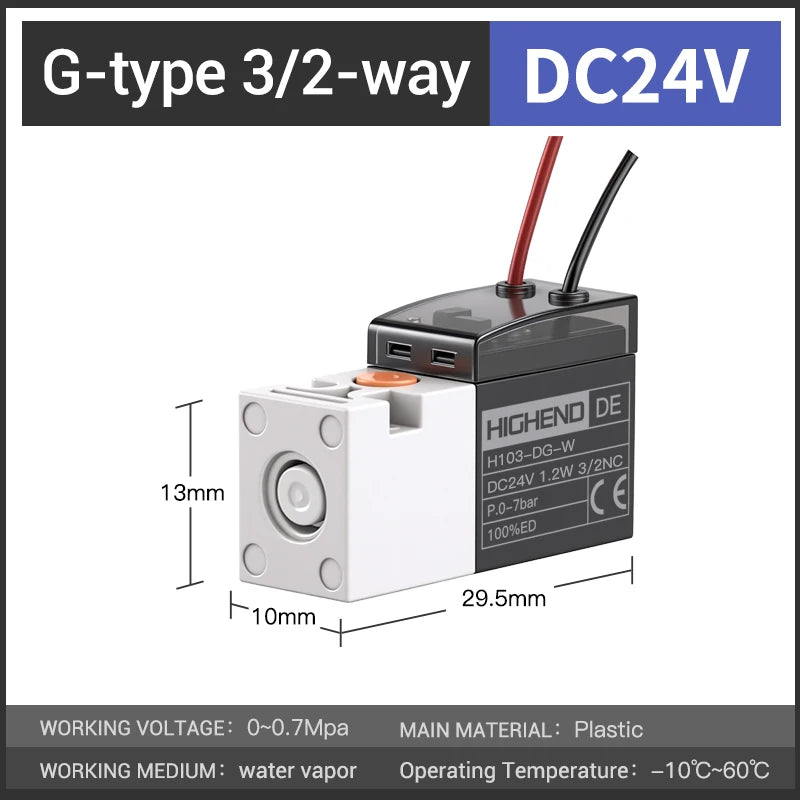 Highend 3/2 Way Direct Acting Mini Solenoid Valve 24v 10mm L/M/G-type Vacuum  Plastic Mini Sock Knitting Solenoid Valve