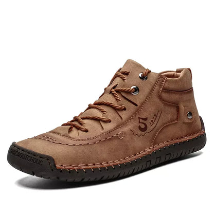 Factory Supply Drop Shipping Lace up Large Size Microfiber Leather Flat Men Casual Walking Boots