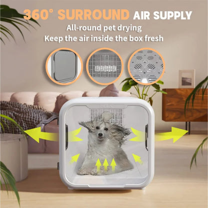 Automatic Luxury Pet Drying Box for Cats & Dogs Ultra Quiet 71L Plastic Smart Temperature Control 360-Degree Air Supply Stocked