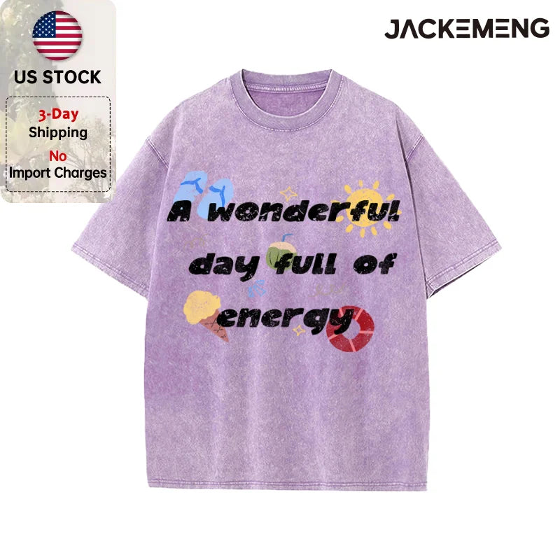 Oversized Vintage Retro Beach Cartoon Streetwear Print Tshirt USA Stock Wholesale Y2K Casual Tee