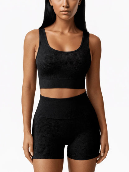 2Piece Workout Sets for Women Seamless High Waist Yoga Shorts With Sports Bra Outfits