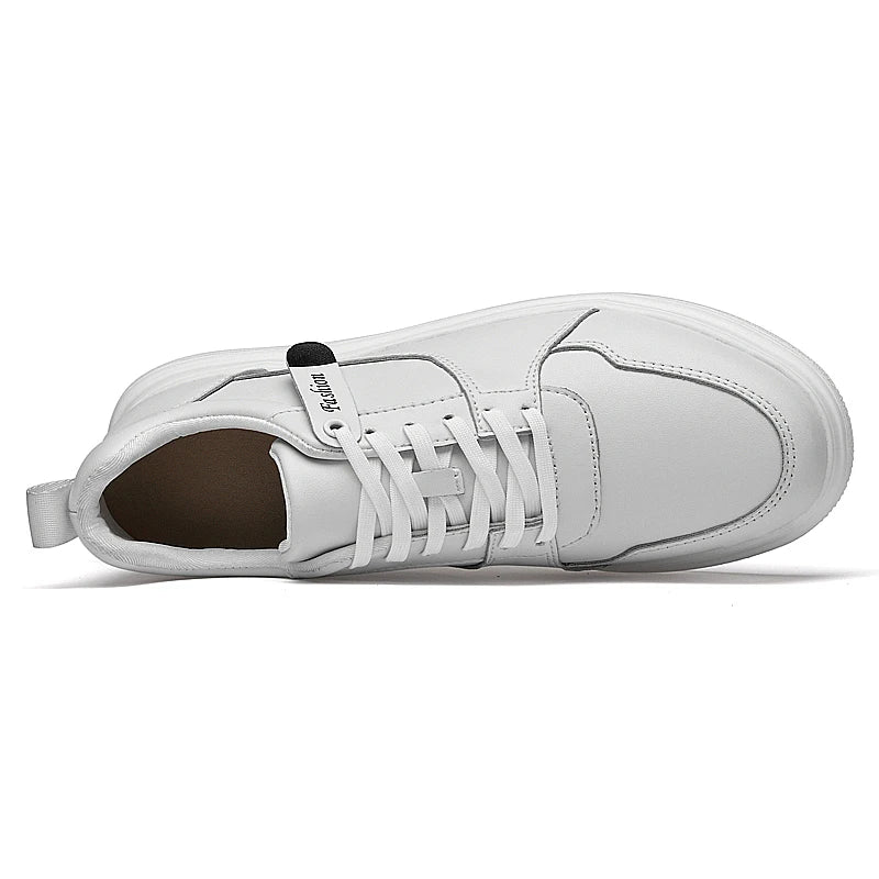 Men's Skateboarding Shoes Sneakers Skate Shoes Height Increasing Thick Sole Platform Leather Low-top Lace up Flats Casual