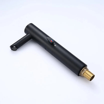 Black Brass Contemporary Single Handle Touchless Automatic Sensor Basin Faucet