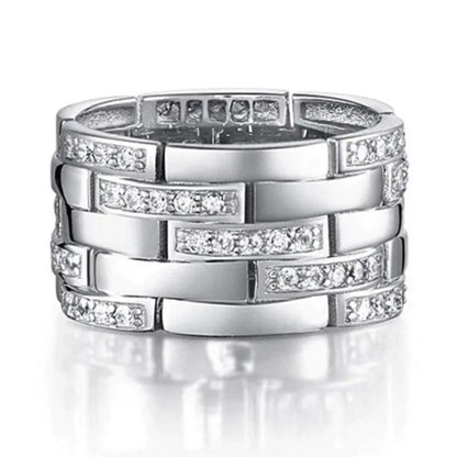 Q653 Silver Diamond Rings Round Brilliant Cut Natural G Color Classic Unisex Wedding Jewelry