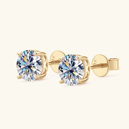 Free Shipping10K Solid Gold Round Cut 6mm(0.80ct) Moissanite Trendy Stud Earrings Classic Single Stone Four Claw Engagement Gift
