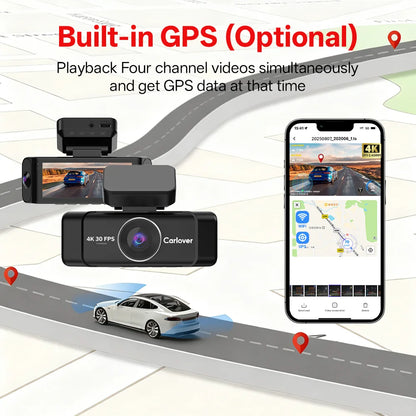 4 Channel Dash Cam Front and Rear 4K Car Camera Dash Camera for Cars Car Dash Cam 4K Dashcam Night Vision Loop Recording
