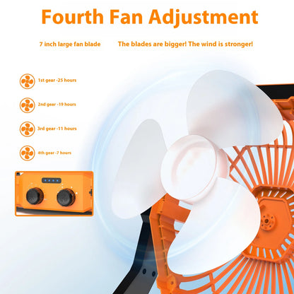 Portable Outdoor Solar Ventilation Fan for Camping for Tent Lighting Charging Dry Battery Four Wind Speed Fan Lighting Treasure