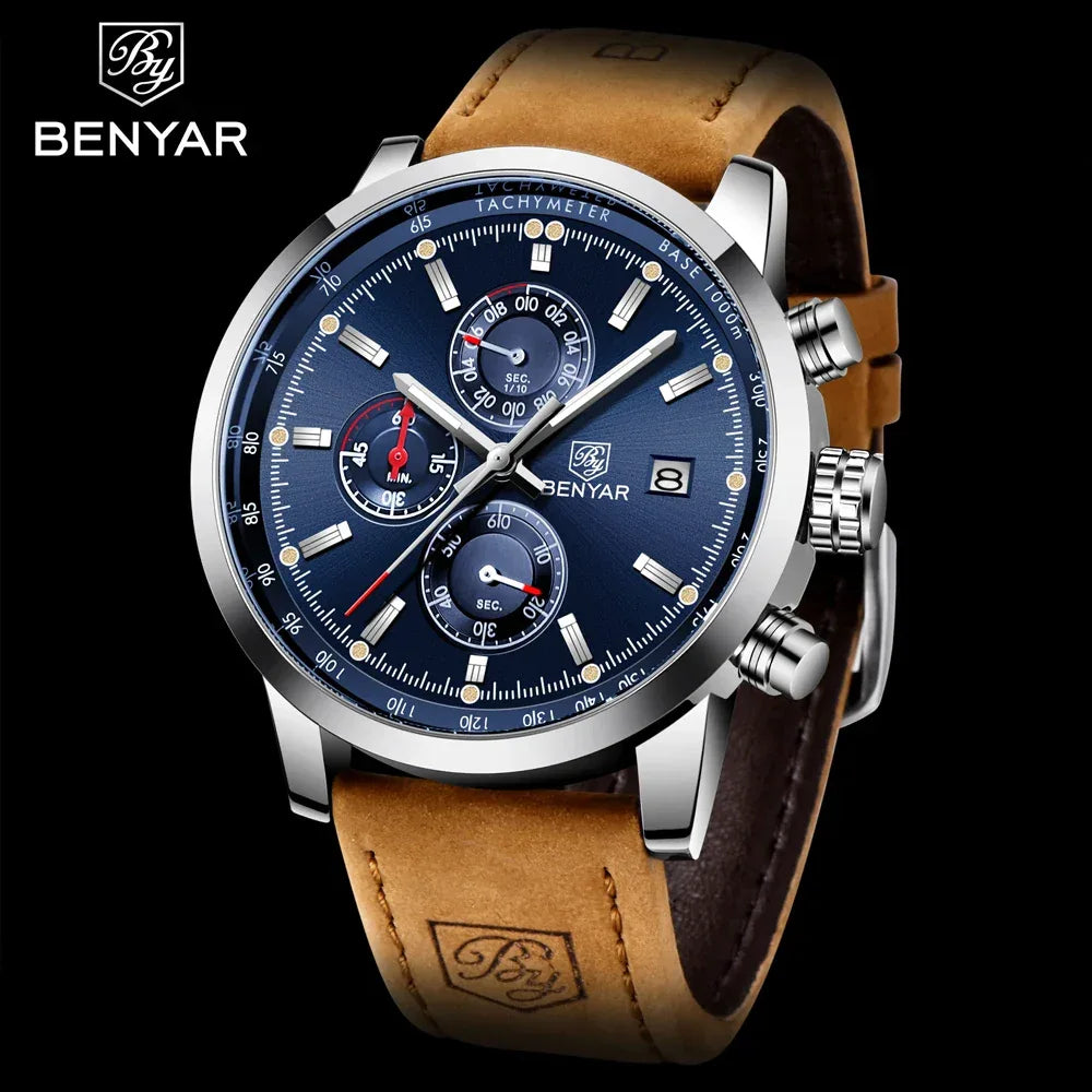 BENYAR Watches Men Luxury Brand Quartz Watch Fashion Chronograph Watch Reloj Hombre Sport Clock Male Hour Relogio Masculino 2023