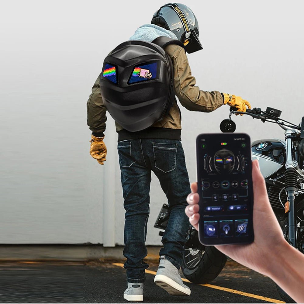 Black Knight Led Iron Man Biker Backpack 2025 New Luminous Led Waterproof Motorcycle Riding Helmet Bag Backpack Custom Factory