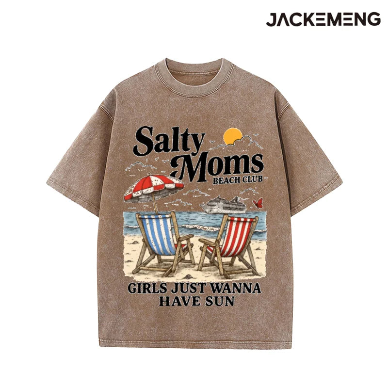 Oversized Vintage Beach Streetwear Print Tshirt USA Stock Wholesale Y2K Casual Tee