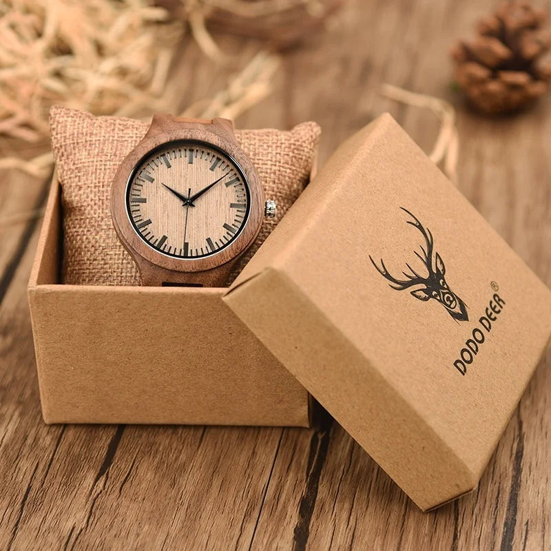 Luxurious Fashion Wooden Owl Watch with Quartz Movement Leather Strap & Pointer Dial-Party Wear for Men