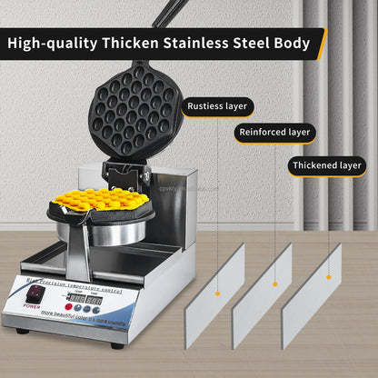 1400W Intelligent Digital Non-Stick Hong Kong Egg Waffle Maker Honeycomb Shaped for Household Snacks Professional for Hotels
