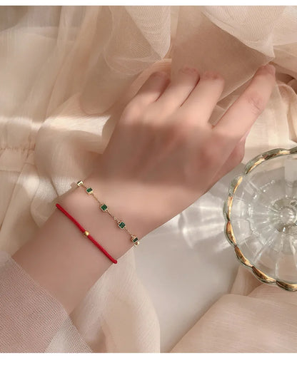 925 Sterling Silver Simple Emerald Crystal Bracelet For Women Light Luxury Temperament Mother's Day Jewelry Gift