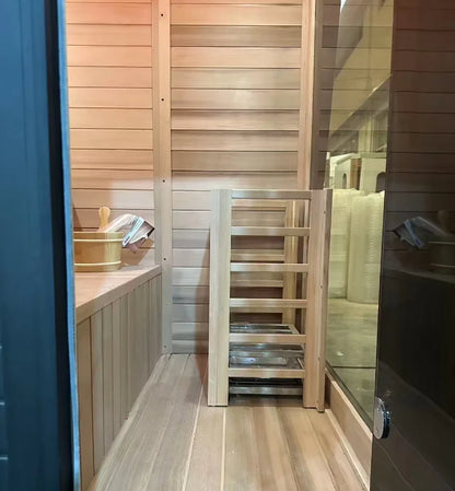 Fast-Heating Black Outdoor Sauna Cabin Waterproof 4 Person Traditional Steam Sauna House for  Improved Circulation