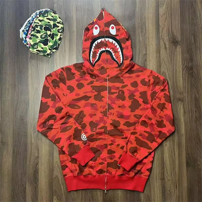 2026 Full Zip Sha Pattern Hoodie  Cotton Polyester Blend Custom Logo Sweatshirt Supplier Mens Hoodie