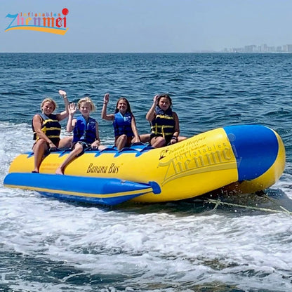 Zhenmei Wholesale 6-14 Person PVC Inflatable Banana Boat Towable Floating Boat Summer Water Game