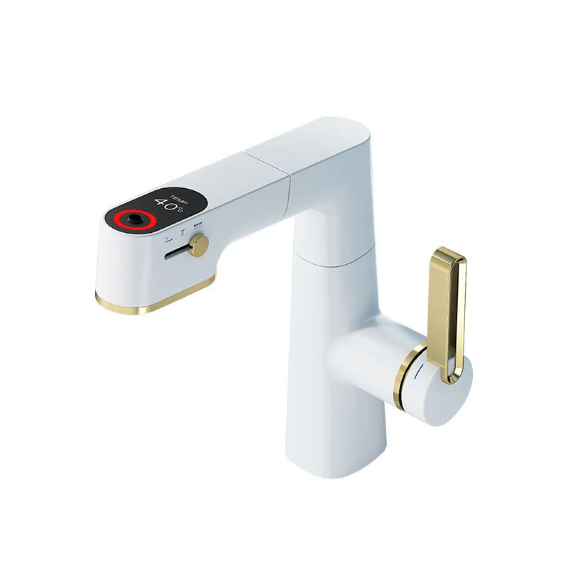 Unique Single Basin Faucet Modern Bathroom Mixer Toilet Tap 360 Swivel Basin Faucet Pull-out Brass Ceramic Polished Contemporary