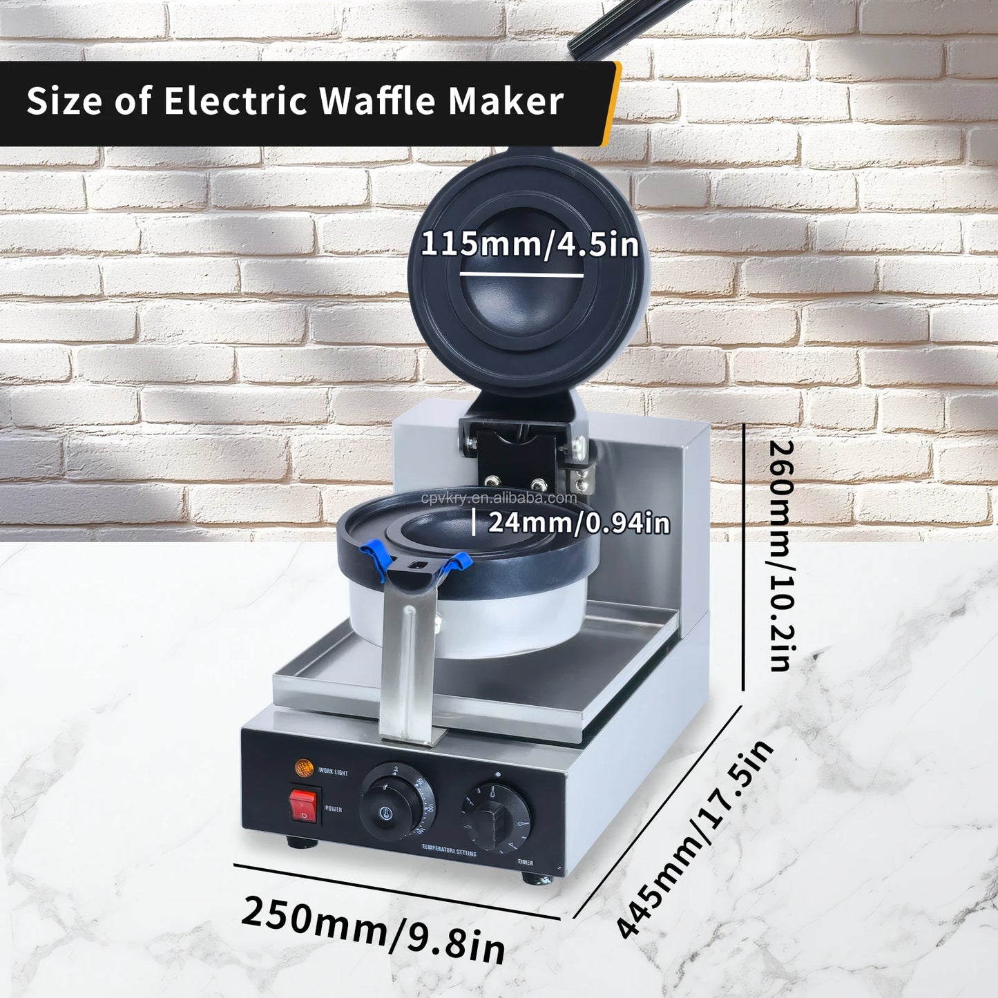 Adjustable 50-250℃/122-482℉ Non-Stick Coating UFO Burger Ice Cream Filling Waffle Maker Sandwich Press for Snack Machines
