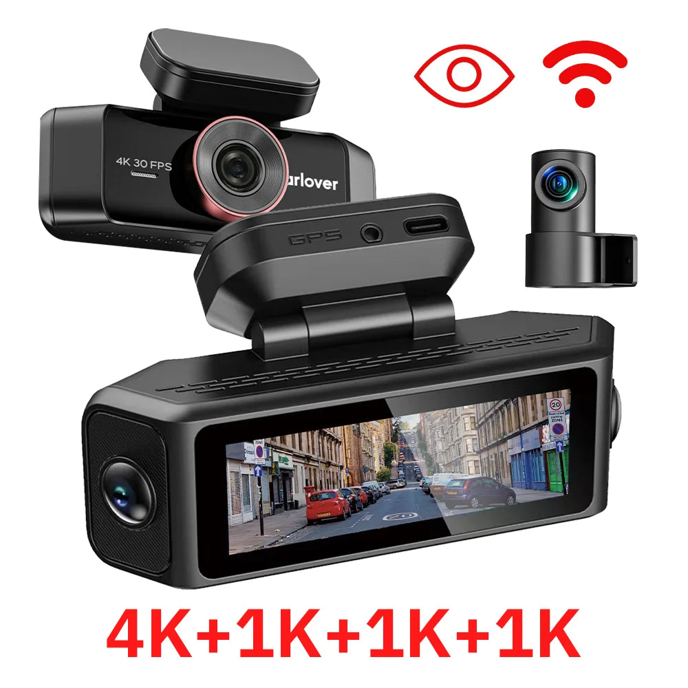 4 Channel Dash Cam Front and Rear 4K Car Camera Dash Camera for Cars Car Dash Cam 4K Dashcam Night Vision Loop Recording