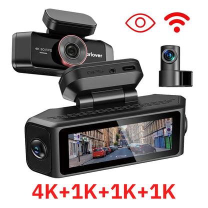 4 Channel Dash Cam Front and Rear 4K Car Camera Dash Camera for Cars Car Dash Cam 4K Dashcam Night Vision Loop Recording